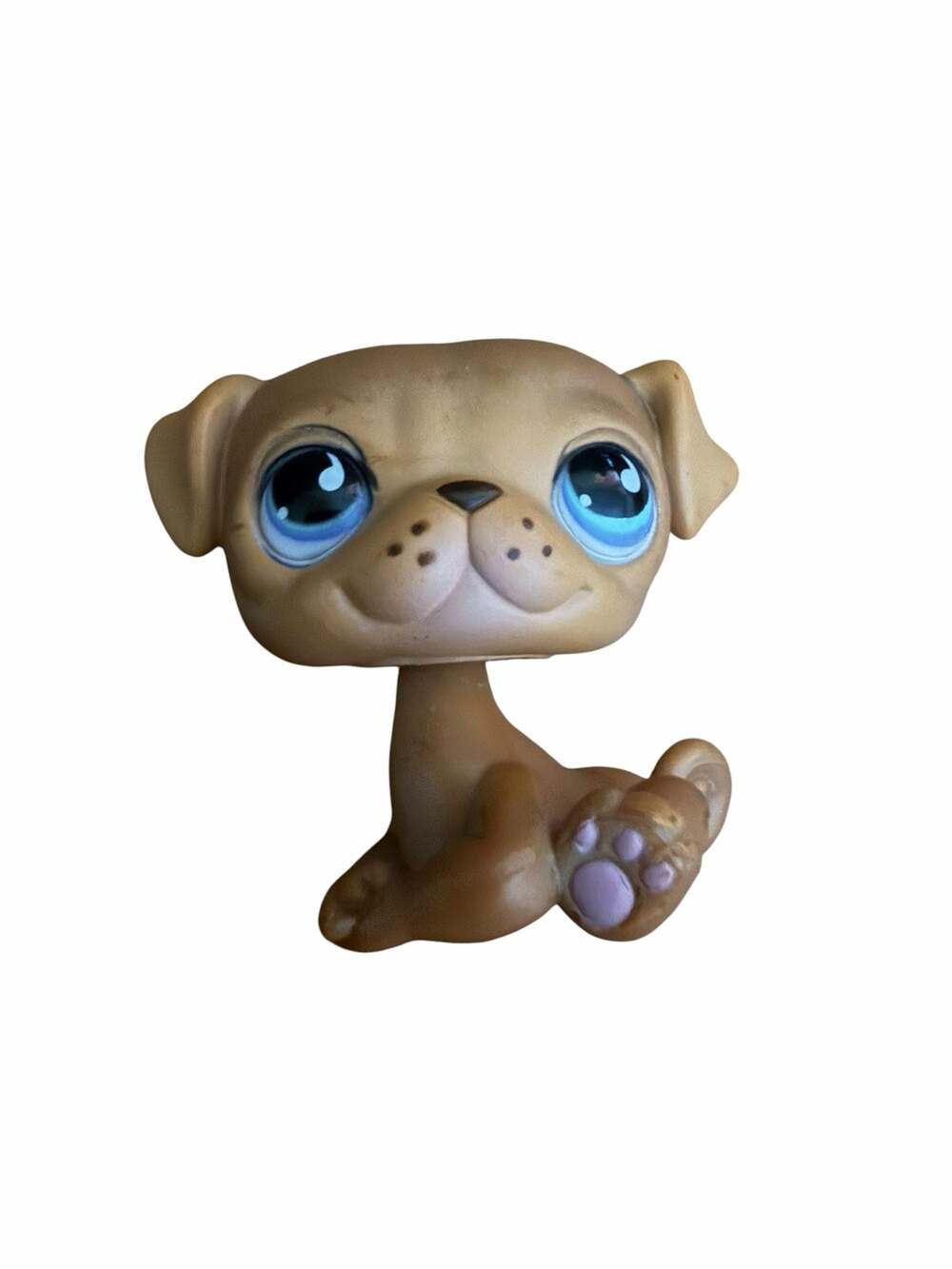Littlest Pet Shop #786 Brown Pug Puppy Dog Blue Teardrop Eyes